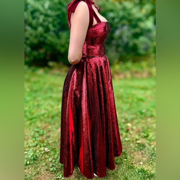 Teuta Matoshi Forever Carmine Burgundy Sequin Midi Dress - Picture 9 of 10